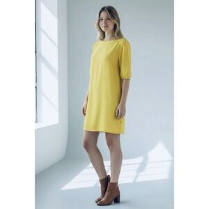 Gianni Bini Yellow Mini Dress Chiffon Small Brightly Colored Bright Lemon